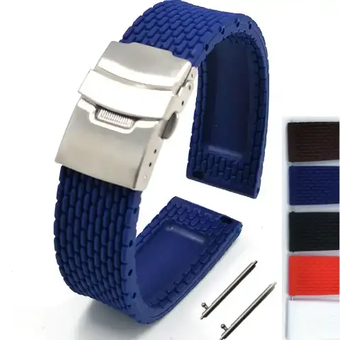 Soft Silicone Watch Strap with Stainless Steel Buckle