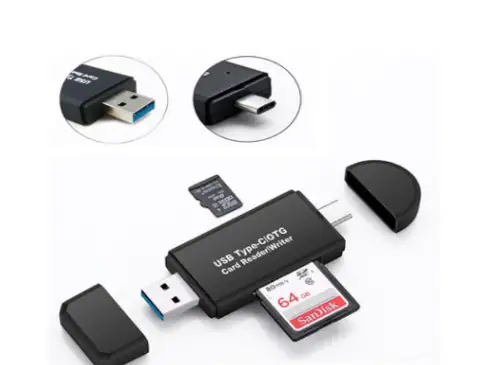 USB 3.0 Type-C SD and TF Card Reader – Black